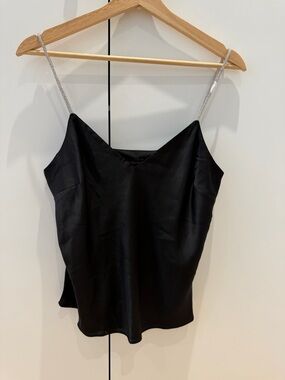 Forever New Black Cami with Silver Sparkle Straps brand new